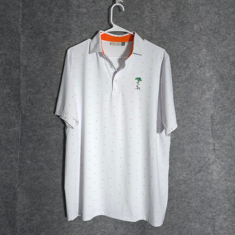 KJUS Golf Polo Shirt Mens XL White Pine Tree Golf Club UPF 50+ Logo Performances